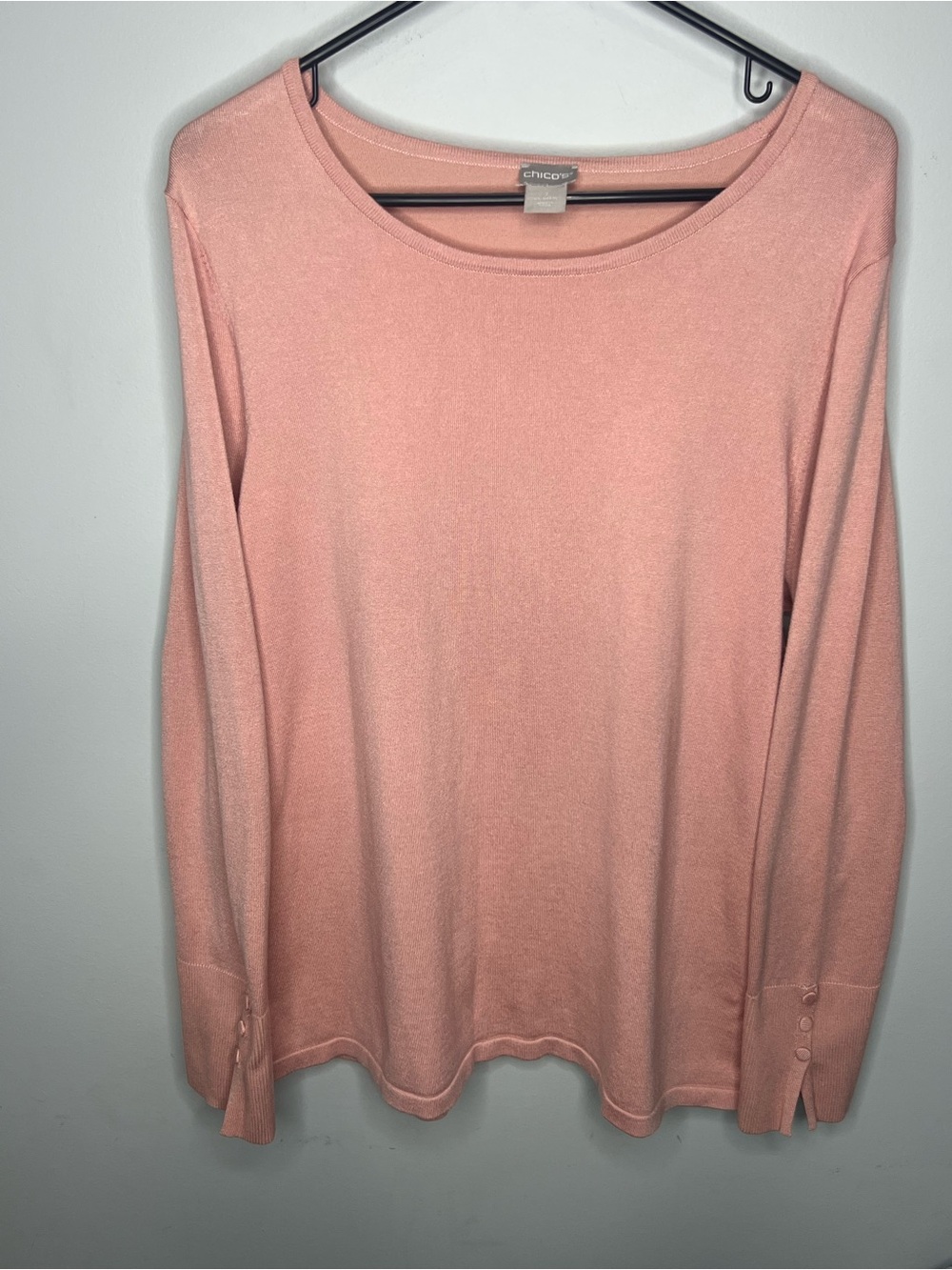 Chico's Long Sleeve Scoop Neck Tee in Dusty Rose